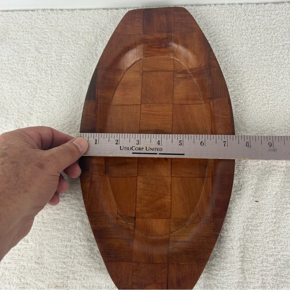 VTG Pressed wood tray featuring a distinct checkerboard parquet pattern